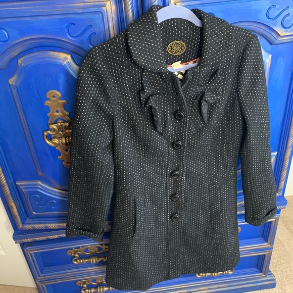 Anthropologie Idra Black Polka Dot Wool Jacket SM - Picture 2 of 4